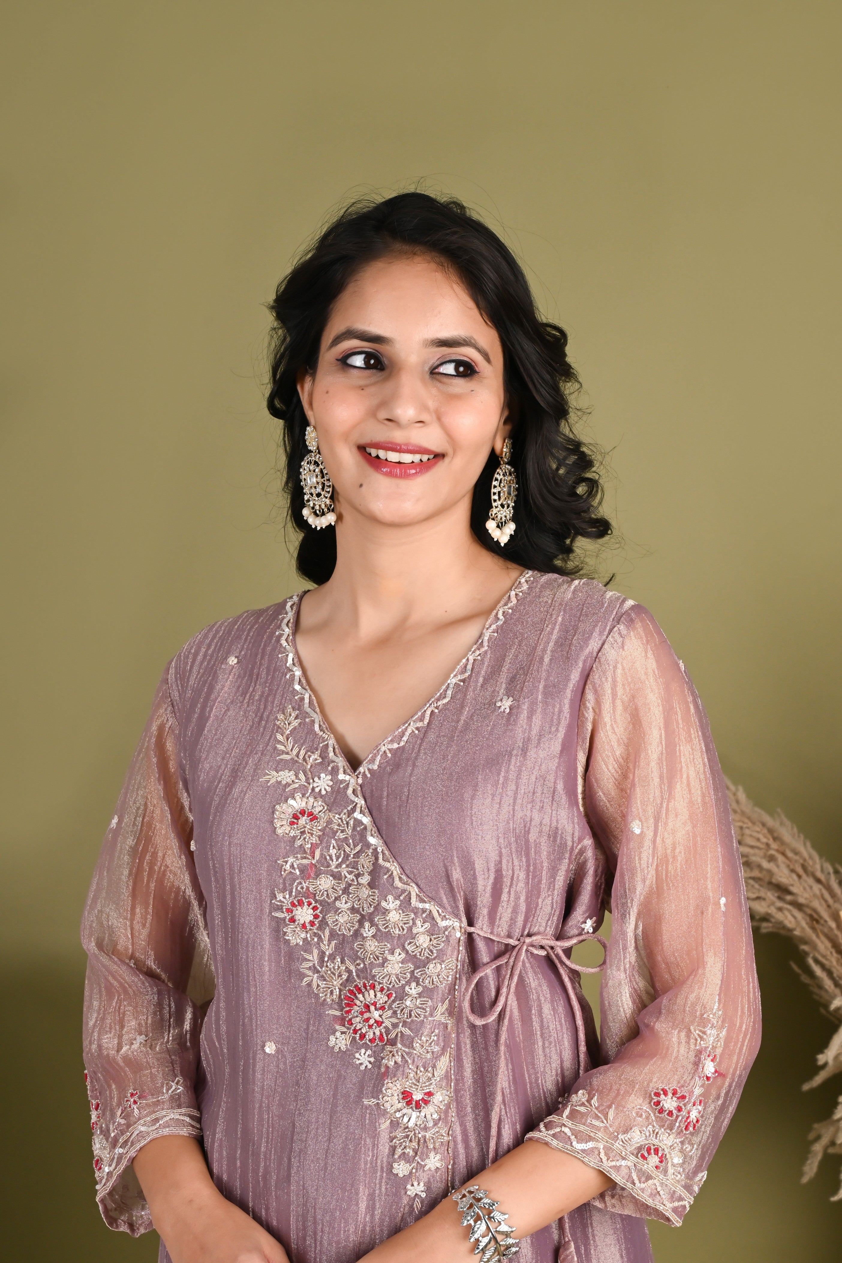 NR-157/ Mauve Bloom Embroidered Sharara Set