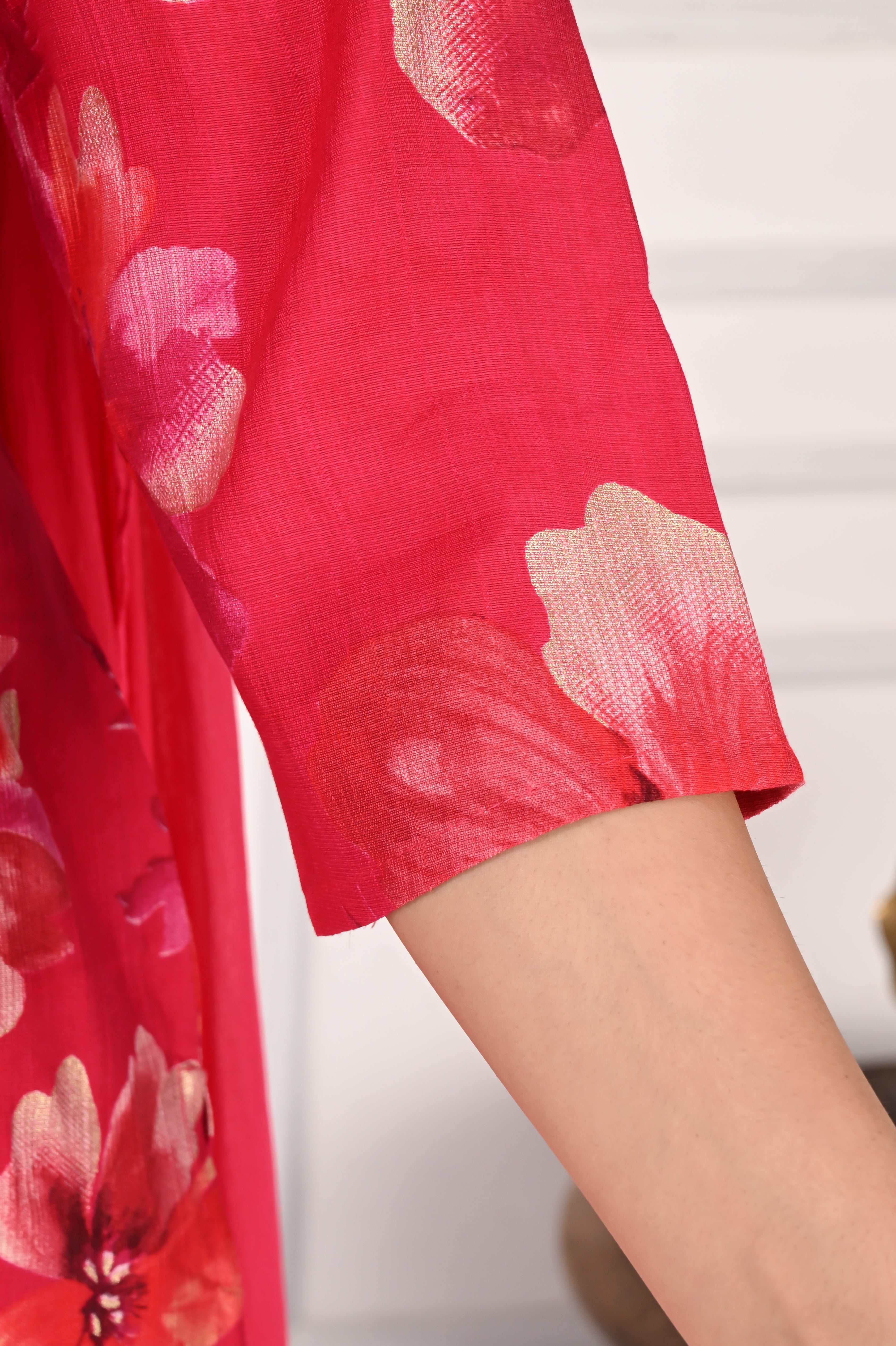 NR-132 Red Floral Printed Kurta Set with Dupatta