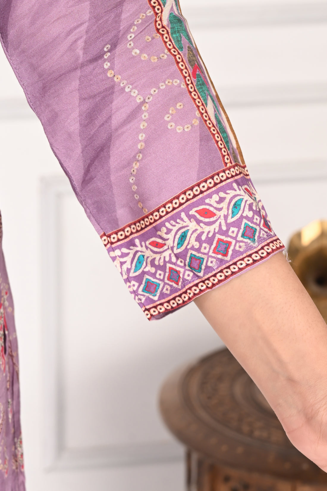 NR-134 Lavender Pure Maslin Floral Printed Kurta Set with Dupatta