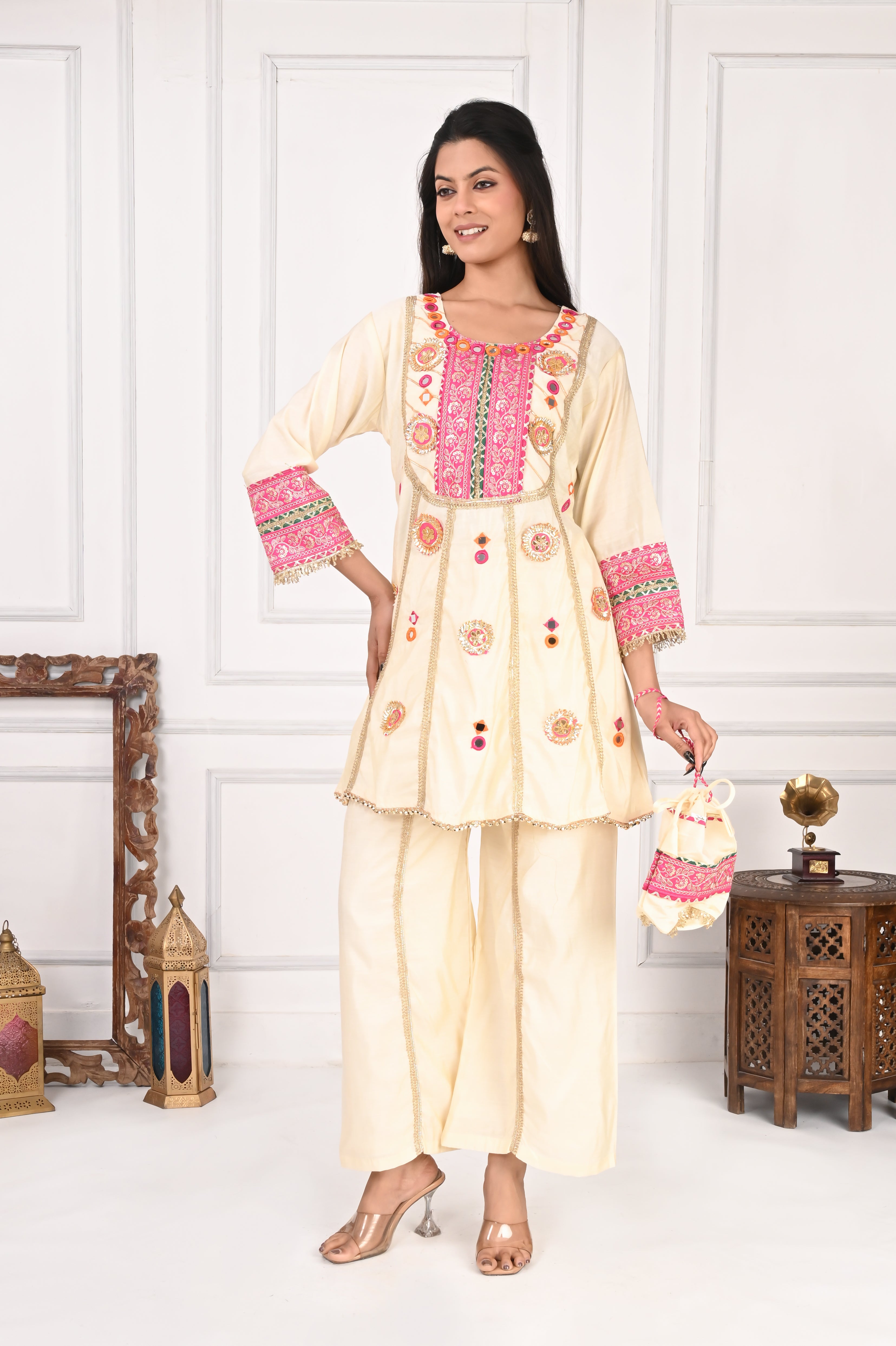 NR-138 Ivory Embroidered Co-Ord Set