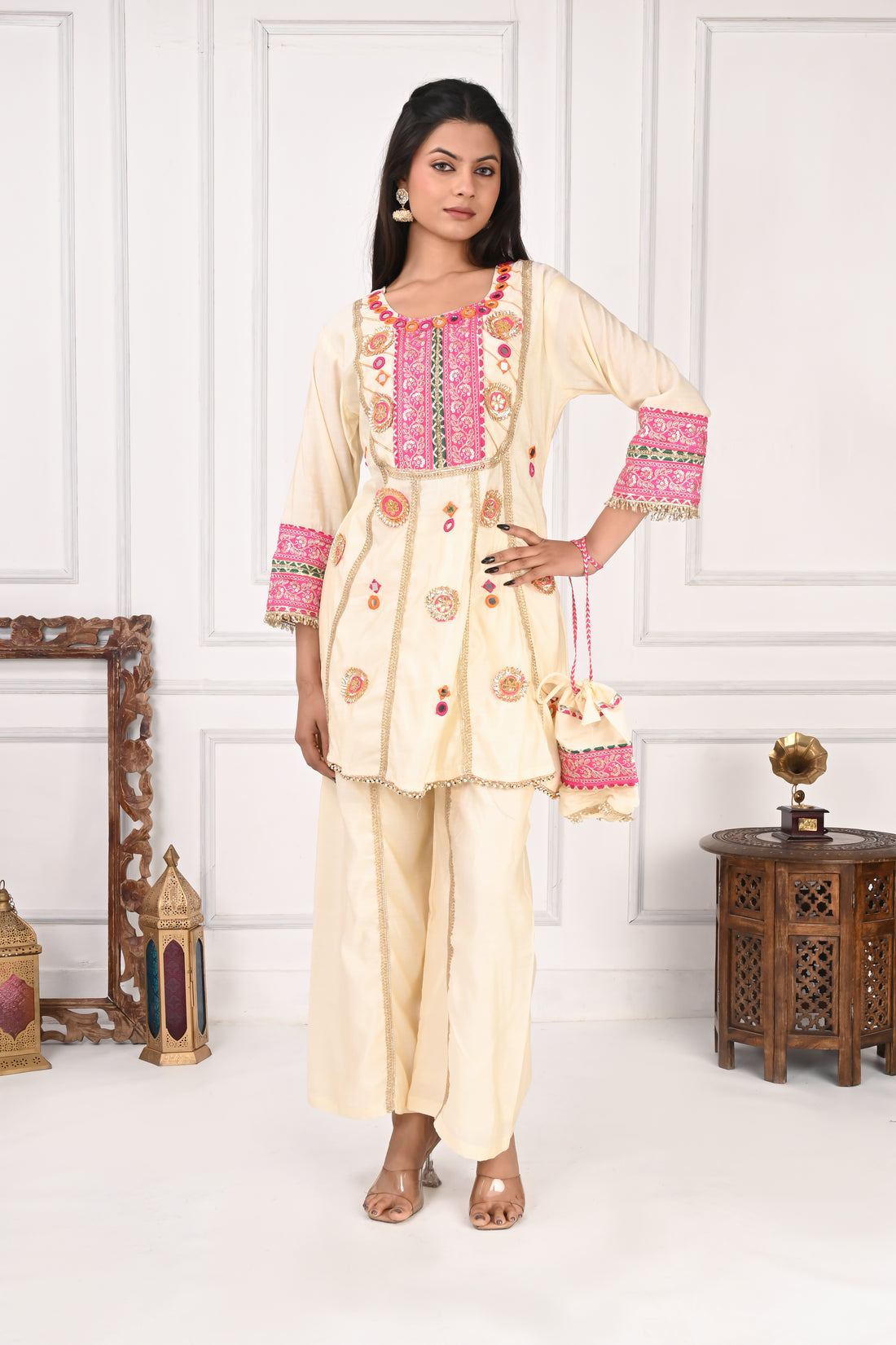 NR-138 Ivory Embroidered Co-Ord Set