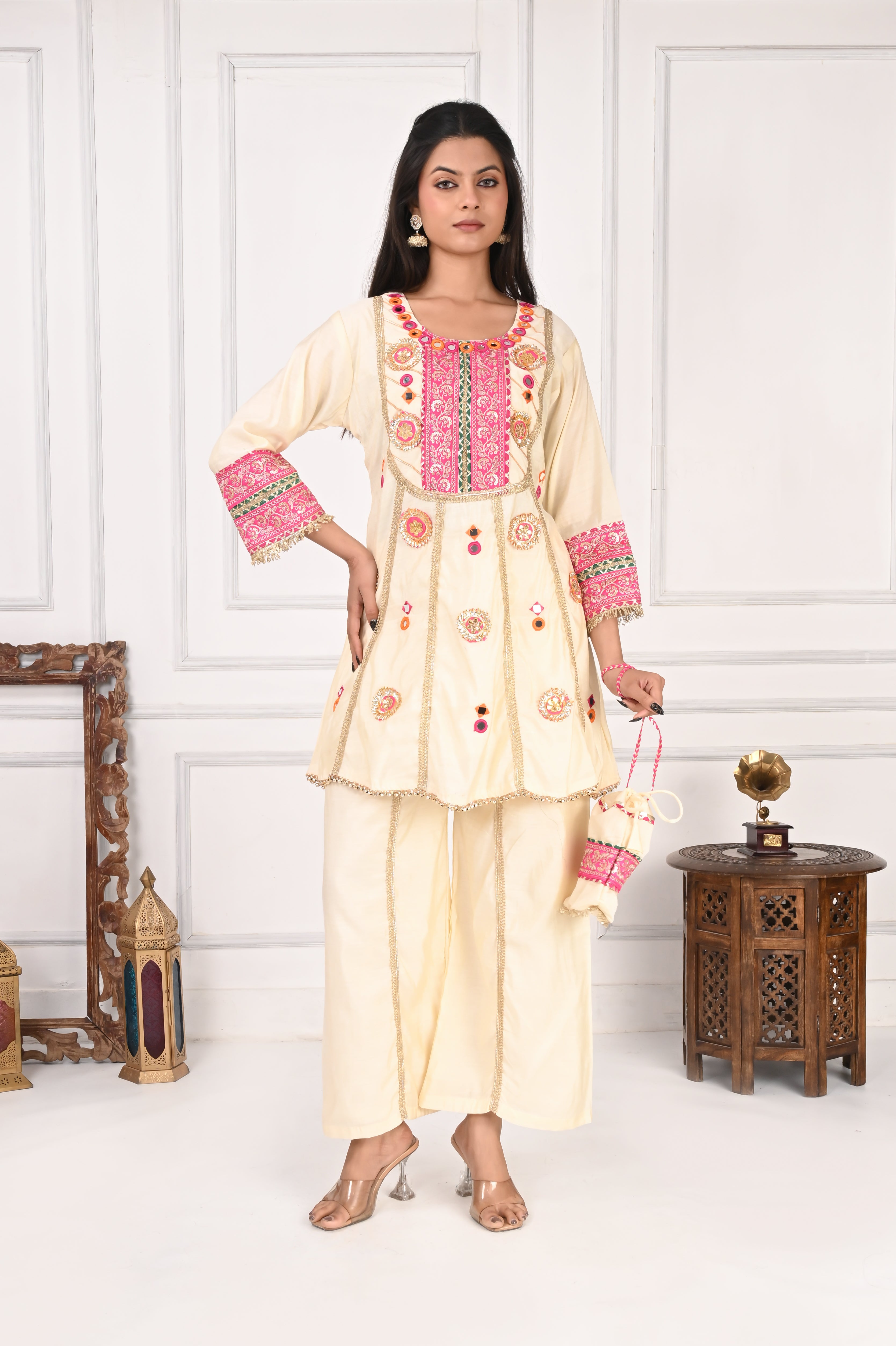 NR-138 Ivory Embroidered Co-Ord Set