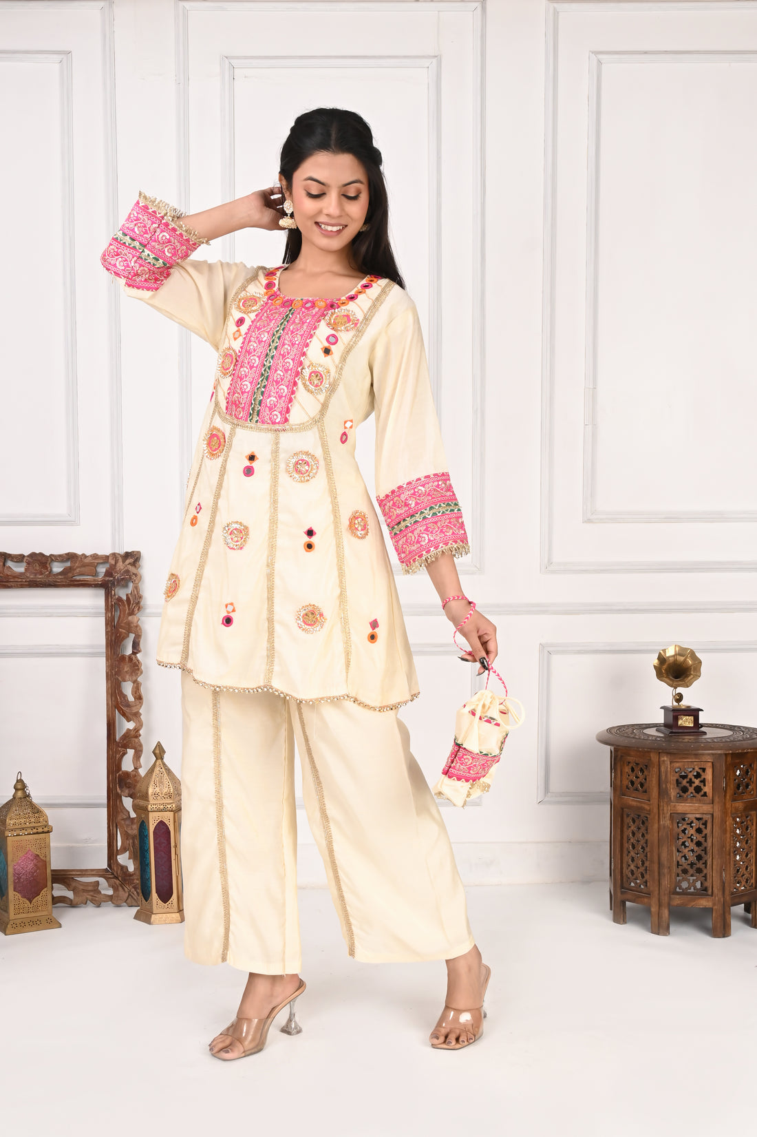 NR-138 Ivory Embroidered Co-Ord Set