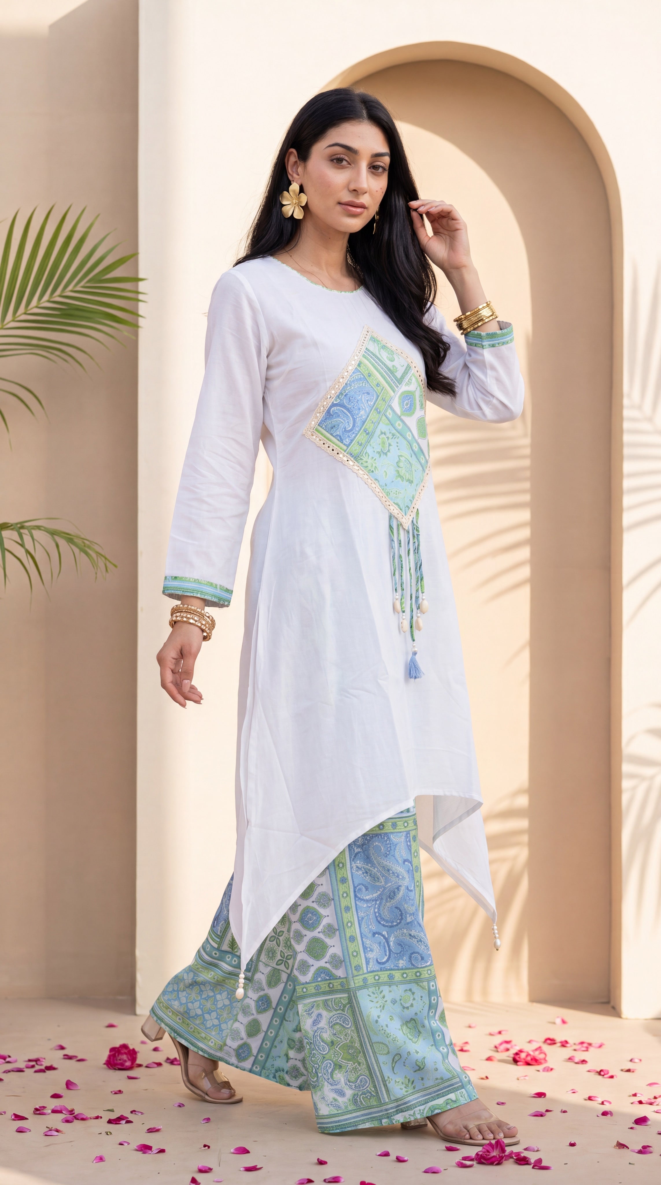 NR-143 White & Pastel Patchwork Co-ord Set