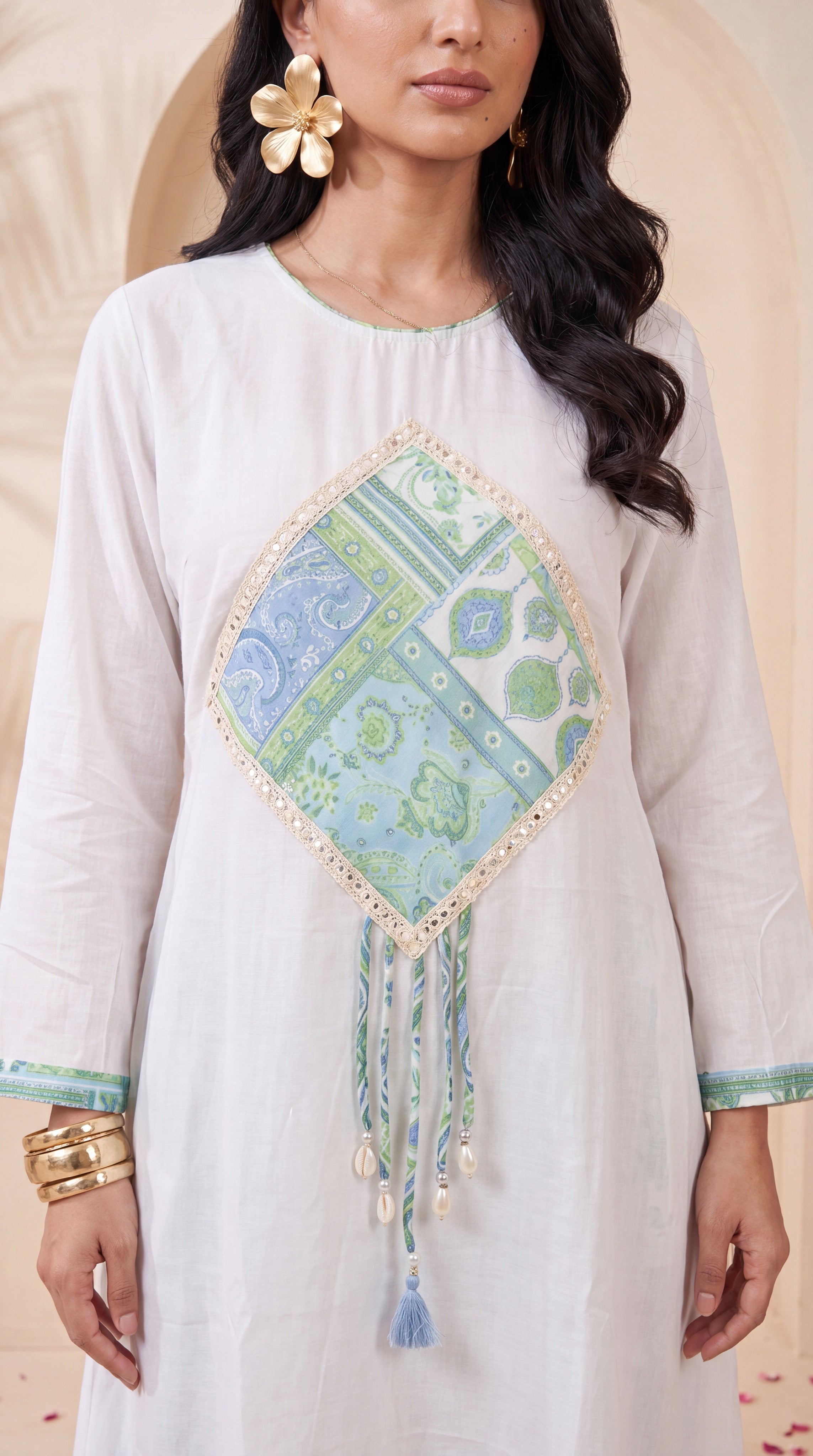 NR-143 White & Pastel Patchwork Co-ord Set