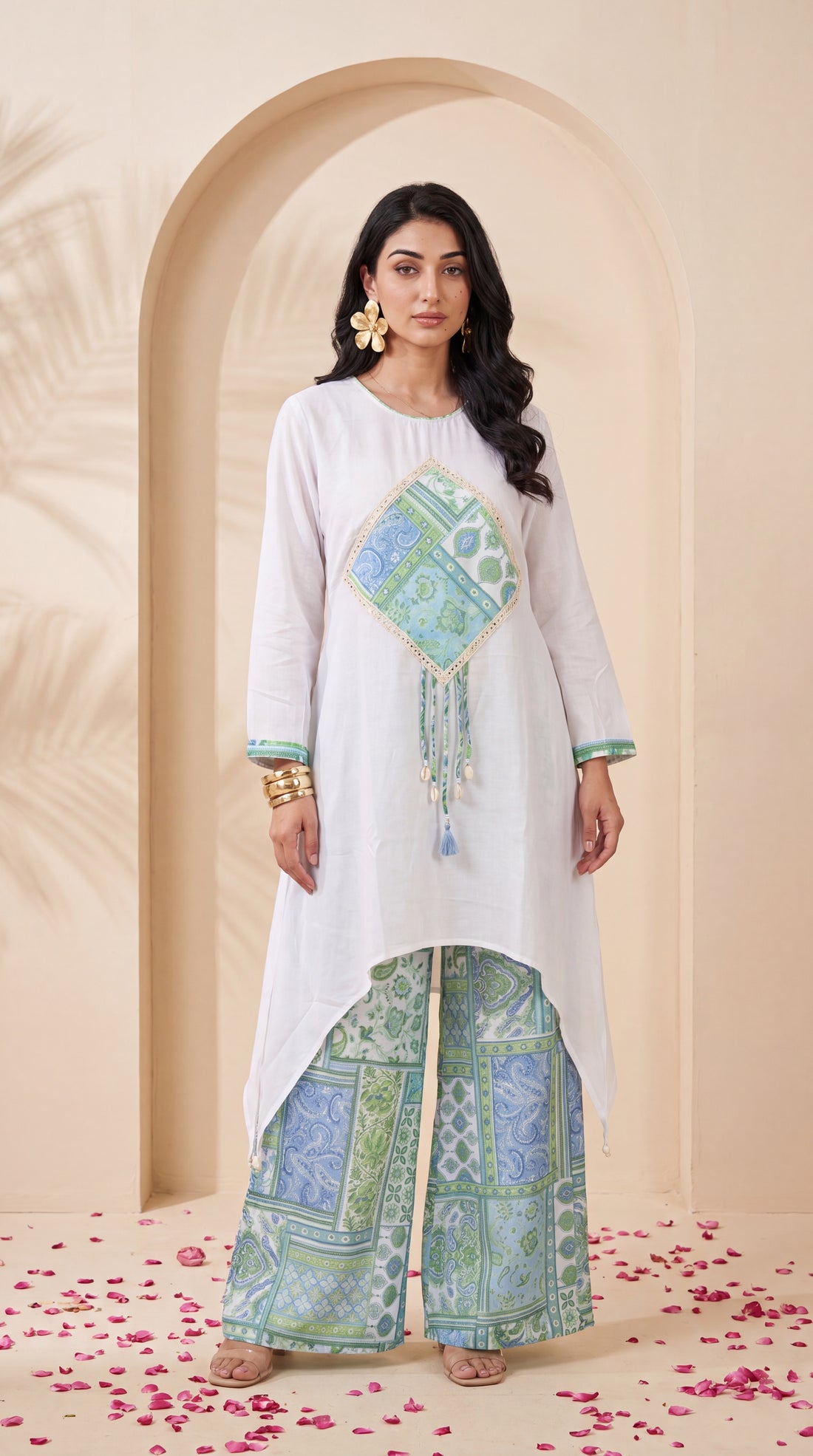 NR-143 White & Pastel Patchwork Co-ord Set
