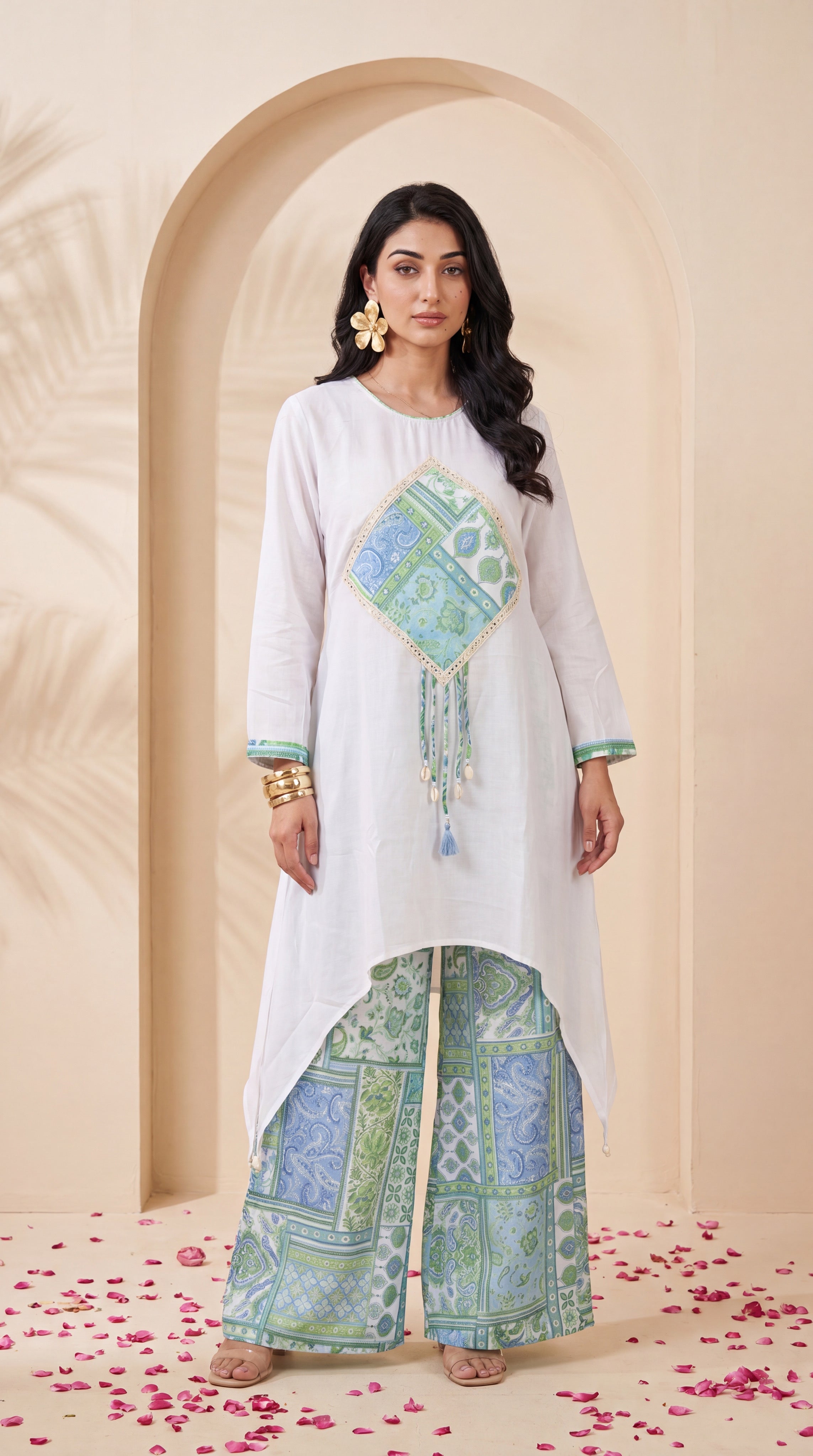 NR-143 White & Pastel Patchwork Co-ord Set