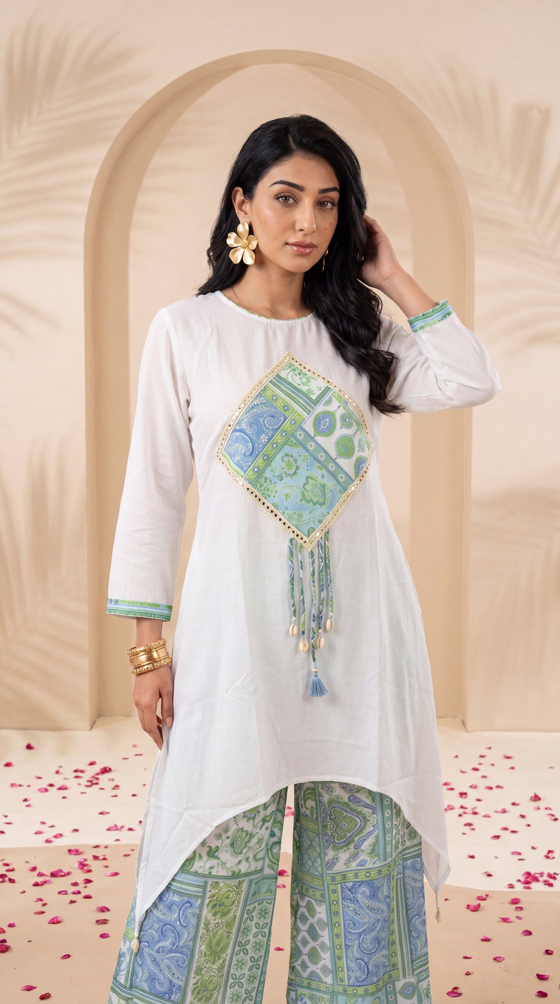 NR-143 White & Pastel Patchwork Co-ord Set