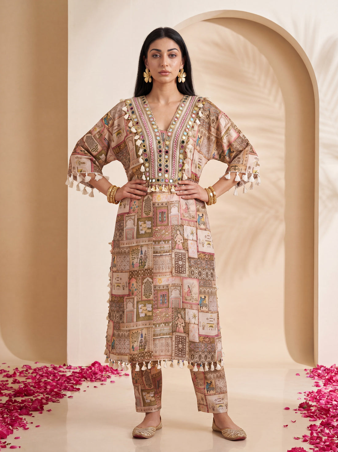 NR- 147 Heritage Mosaic Mirror Work Kurta Set
