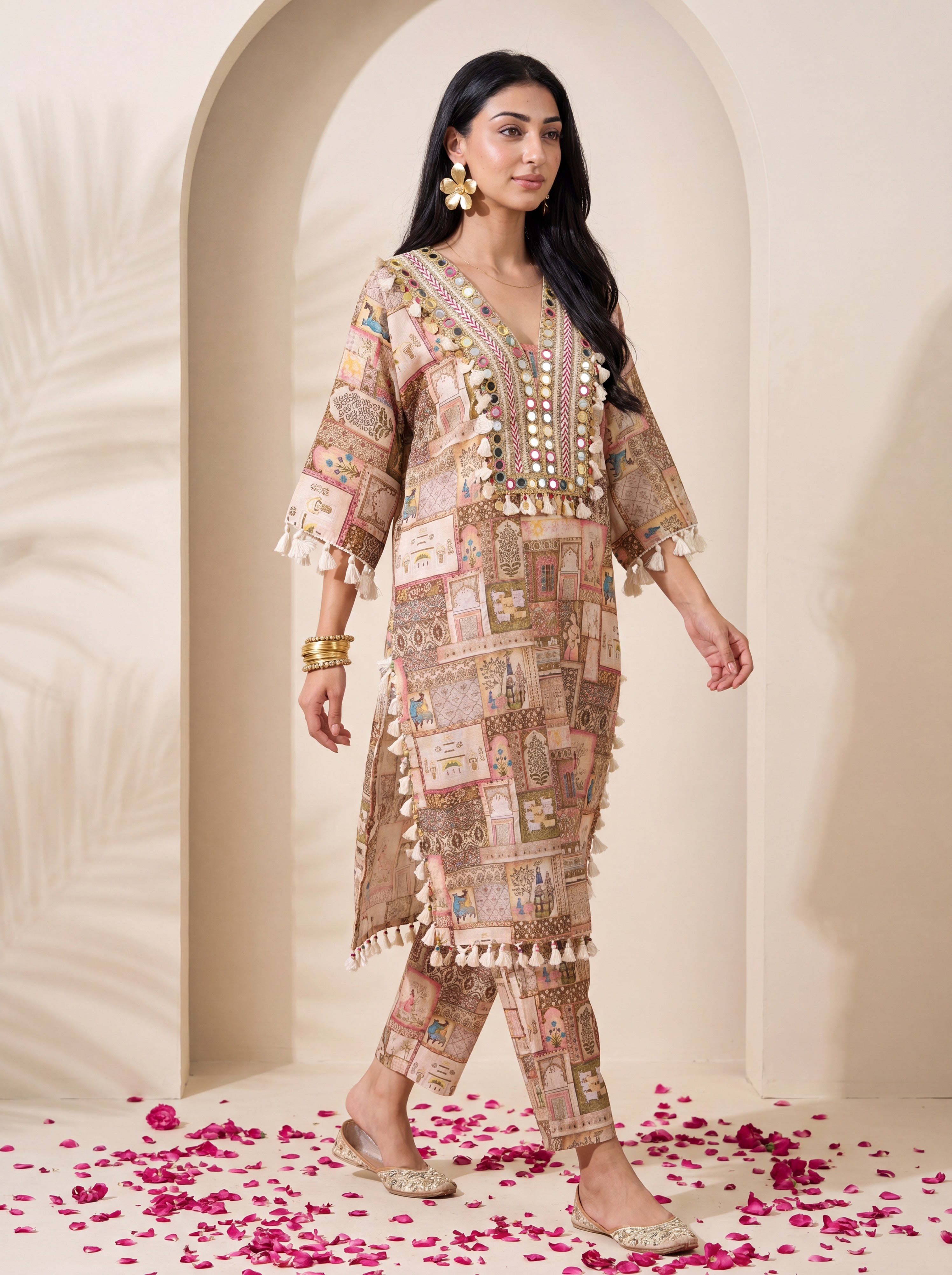 NR- 147 Heritage Mosaic Mirror Work Kurta Set