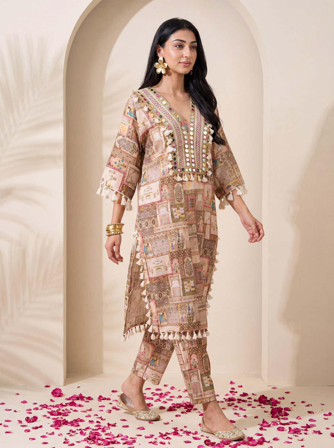 NR- 147 Heritage Mosaic Mirror Work Kurta Set