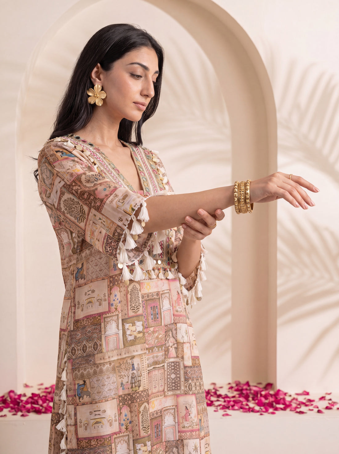 NR- 147 Heritage Mosaic Mirror Work Kurta Set