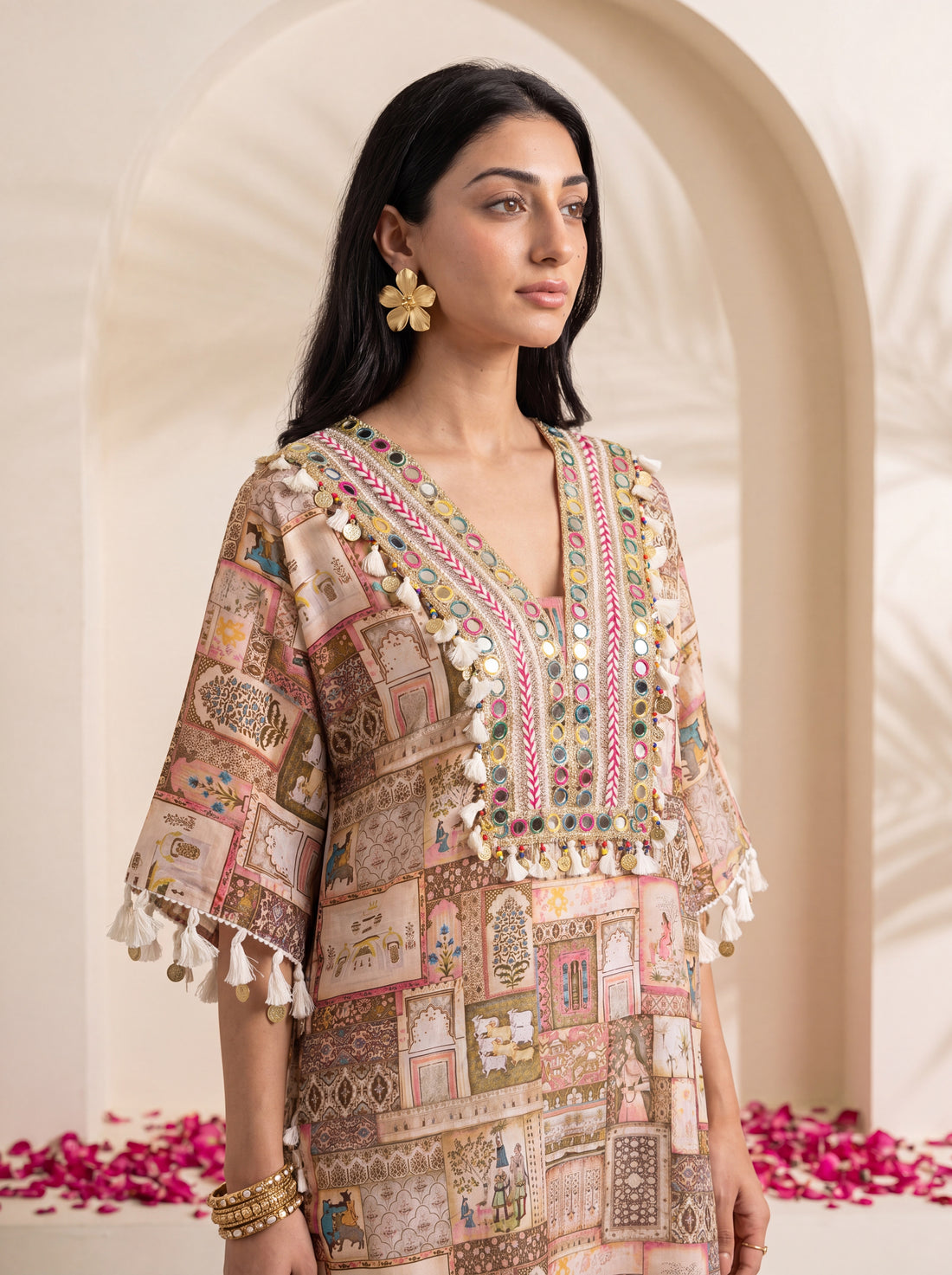 NR- 147 Heritage Mosaic Mirror Work Kurta Set