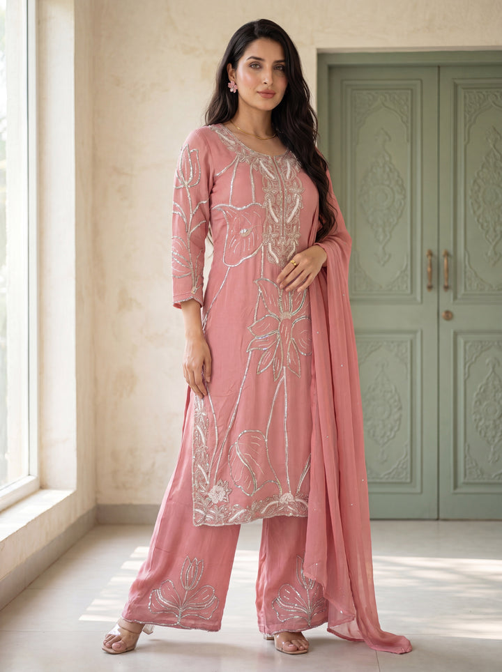 NR-151 Blush Bloom Handwork Kurta Set