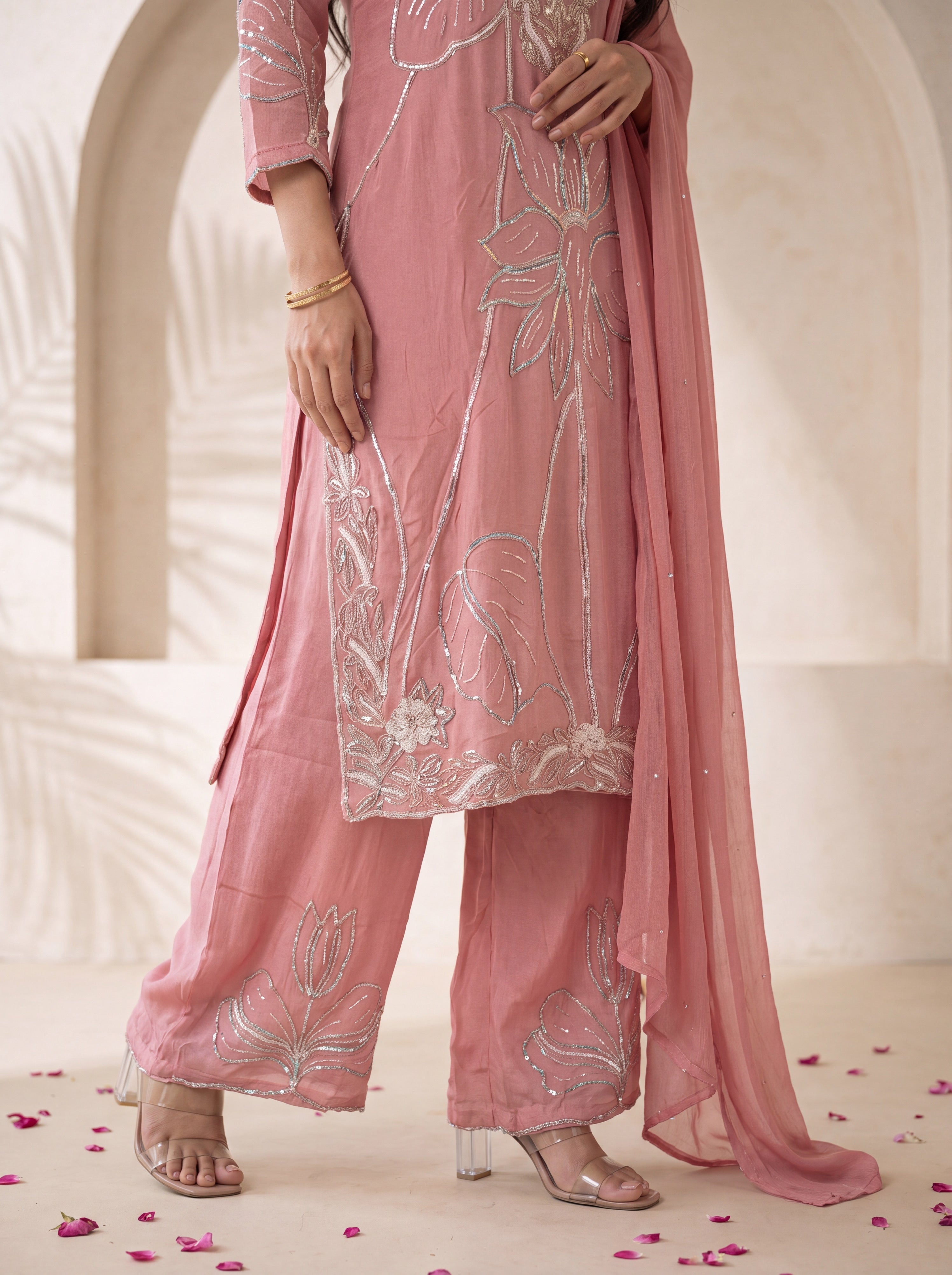 NR-151 Blush Bloom Handwork Kurta Set