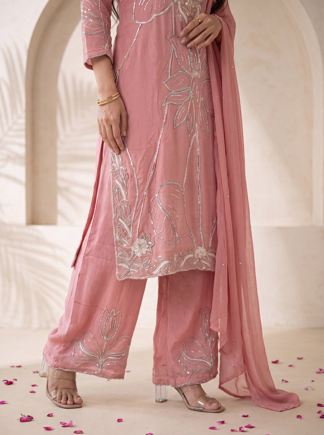 NR-151 Blush Bloom Handwork Kurta Set