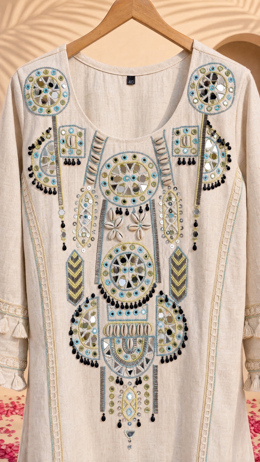 NR-140 Ivory Mirror Work Co-Ord Set