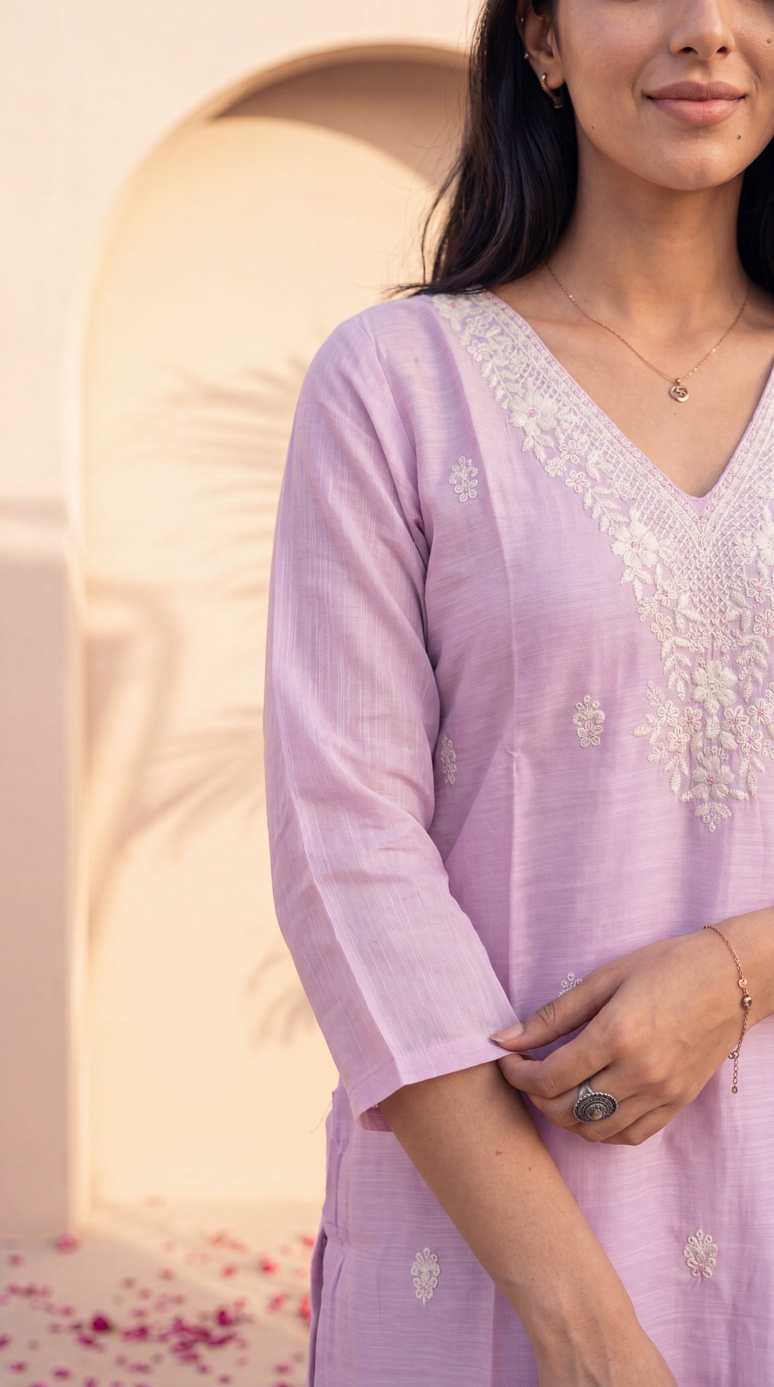 NR 141 Lavender Chikankari Embroidered Kurta Set with Dupatta