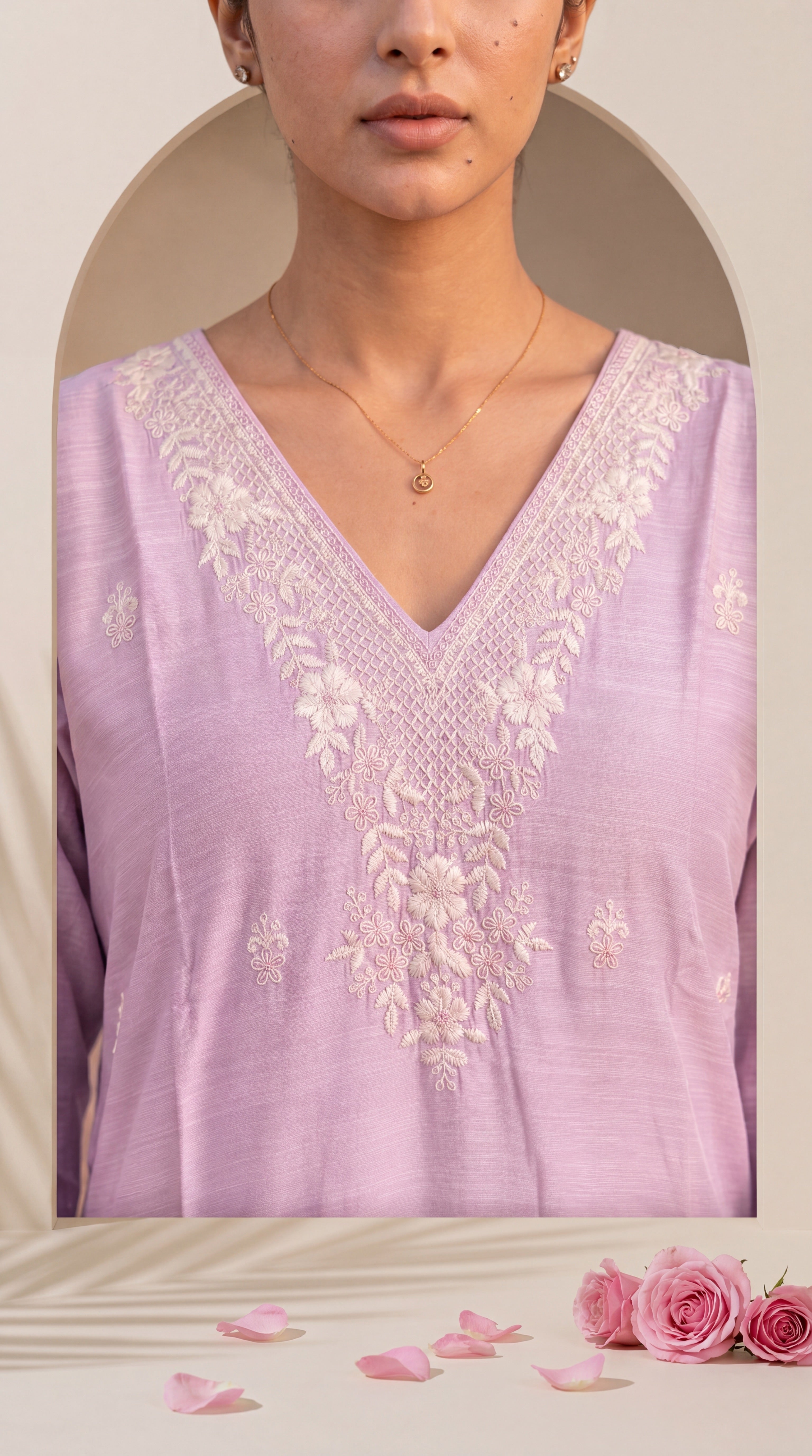 NR 141 Lavender Chikankari Embroidered Kurta Set with Dupatta